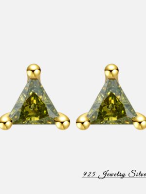 S925 sterling silver color zircon personality geometric triangle earrings simple twelve birthstone earrings wholesale