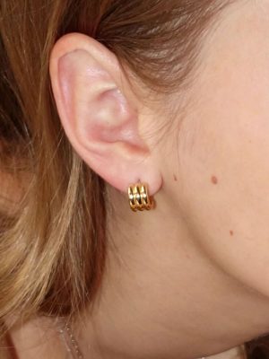 S925 sterling silver plated 18K gold commuting Joker design simple earrings female sweet cool circle earrings ins cold style