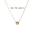 S925 Sterling Silver Plated 14K Gold Single Diamond Necklace Women's Bubble Diamond Clavicle Chain Japanese Style Simple Ins Style Advanced Pendant Ouni Na