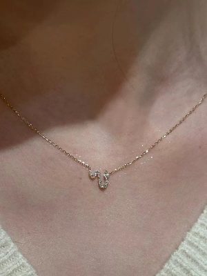 S925 Sterling Silver Plated 14K Gold Snake Year Benmingnian Diamond Pendant Necklace Design Clavicle Chain Ouni Na