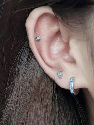 Don't bump money! Whole Body 925 Silver Turquoise Ear Ring Ear Buckle Women's Ins Style Exquisite Retro Cool Earrings