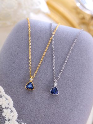 S925 Sterling Silver Entry Luxury Tanzanian Zircon Necklace Women's Japanese Style Exquisite Geometric Clavicle Chain Commuter Versatile Design Jewelry