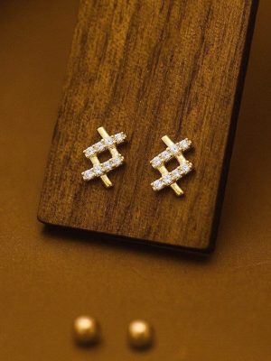 S925 Sterling Silver Plated 18 Gold Earrings Female Zirconium Diamond Cross Screw Earrings Earrings Ear Holes Sleep Free HME