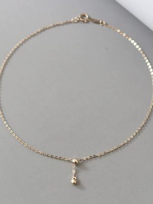 Japanese S925 Sterling Silver Plated 14K Gold Ouni Na Women's Light Luxury Chain Gold Ball Adjustable Foot Bare Chain