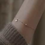 S925 Sterling Silver Plated 14K Gold H Letter Small Diamond Bracelet Female Zircon Mini Simple Temperament All-Match Very Fine Atmosphere