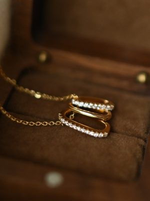 S925 Sterling Silver Plated 18K Gold Inlaid Zircon Light Luxury Advanced Activity Circle Necklace Pendant Female Clavicle Chain HME