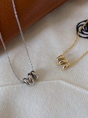 S925 silver gold-plated simple high-grade clavicle chain wavy pendant necklace female temperament ins cold style HME