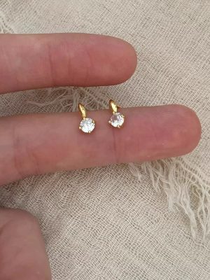 Korean Style 925 Sterling Silver Plated 18K Gold Shiny Zircon Elegant Earrings for Women Sweet Girl Jane All-match Earrings