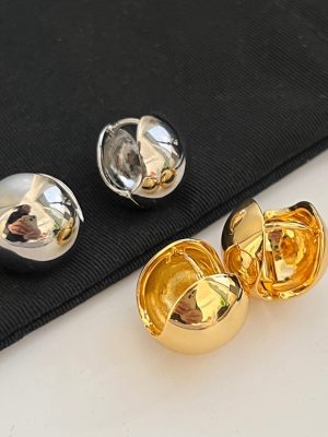 S925 Silver Plated 18k Gold Ball Earrings Versatile Ball Earrings Design High Ear Buckle Female HME