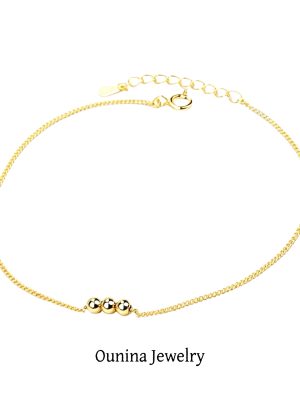S925 Sterling Silver Plated 14K Gold Beads Foot Chain Female Ins Design High-grade Foot Chain Light Luxury Ouni Na