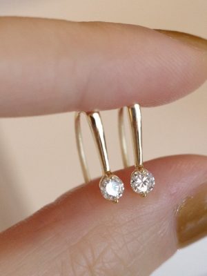 In the glowing S925 silver plated 14K gold small ear hook clean simple luxury sterling silver earrings female HME