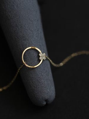 925 Sterling Silver Plated 18K Gold Bracelet Circle Floret Shape Small Zirconium Diamond Extremely Fine Temperament All-Match Light Luxury Bracelet