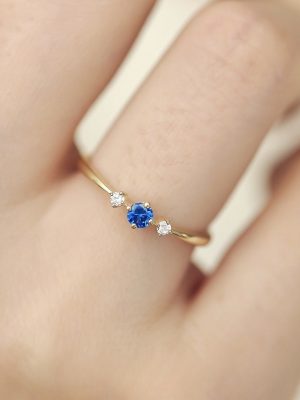 Evening breeze ~ S925 silver plated 14K gold zircon Japanese luxury ring advanced design HME