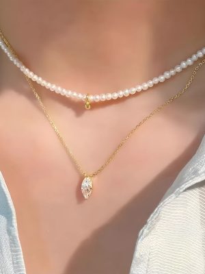 S925 Sterling Silver Plated 14K Gold Classic Delay Oval Pendant Necklace Women's Small Ins Simple Design Clavicle Chain