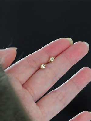 S925 Sterling Silver Plated 14K Gold Glitter Small Wafer Minimalist Delicate Ear Mini Ear Ring Low Ear HME