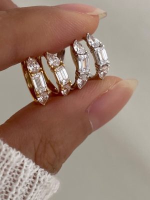 White Dew ~ S925 Sterling Silver Plated 18k Gold Zircon Ear Buckle Ear Ring Earrings Advanced Light Luxury Earrings HME