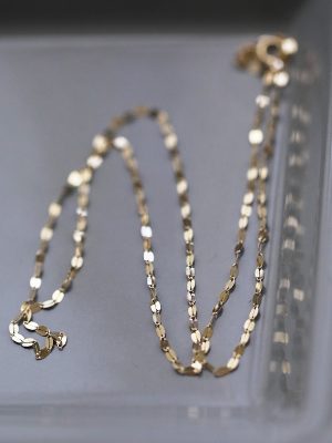 S925 Sterling Silver Plated 14k Gold Necklace Women's Japanese and Korean Style Simple Elegant Simple Small Sequin Lip Chain Bare Chain Clavicle Chain HME