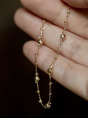 Small step dance ~ S925 sterling silver plated 18K gold cross flower super flash laser bead bracelet stacked to wear light luxury exquisite HME