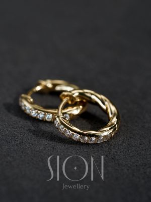 Solo ~ S925 Silver Plated 18K Gold Solid Zircon Small Ear Buckle Exquisite Basic Twist Earrings French Elegant HME