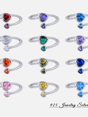 S925 sterling silver heart-shaped December constellation birthstone opening ring 2024 new love diamond ring