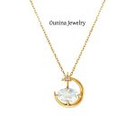 S925 Sterling Silver Plated 14K Gold Moon and Sea Clavicle Chain Women Japanese Design Elegant Versatile Necklace Women Ouni Na