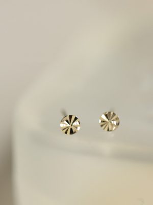 S925 Silver Plated 14k Gold Shiny Car Flower Commuter Joker Mini Small Disc Earrings Delicate Earrings Female HME