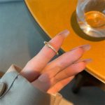 S925 sterling silver plated 14K gold cross diamond ring female Japanese and Korean blogger exquisite opening adjustable diet finger ring Ouni Na