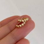 S925 Sterling Silver Plated 18K Classic Plain Ring Gold Beads Small Ear Buckle Elegant Commuter All-match Ins Simple Women