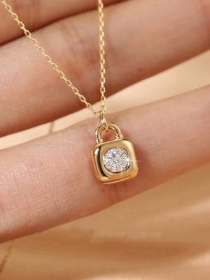 S925 Sterling Silver Plated 16K Gold Retro Bubble Lock Necklace Women's Original Design Personality Trendy All-match Collarbone