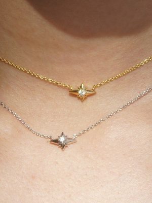 Star Mount | S925 Silver Plated 18K Gold Four Mount Star Pendant Necklace Zircon Clavicle Chain Gentle Delicate HME
