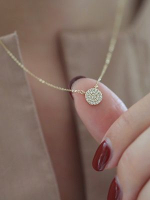 925 Sterling Silver Plated 18K Gold Necklace Entry Luxury High-grade All-match Exquisite Diamond Small Round Brand Women's Clavicle Chain