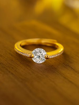 S925 Sterling Silver Flash Suspension Single Diamond Ring Women's Retro Light Luxury Fashion High-grade Exquisite All-match Ring