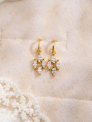 S925 Sterling Silver Diamond Four Diamond Earrings Women's Light Luxury Retro Fashion Earrings Commuter All-match Design Trendy Earrings