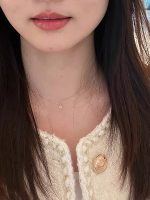 S925 Sterling Silver Plated 18K Gold Single Drill Nose Drill Necklace Women's Mini Simple Elegant Fashion All-match Collarbone Chain