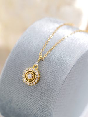S925 sterling silver vintage compass necklace women's light luxury fashion inlaid zircon clavicle chain design all-match fashion jewelry