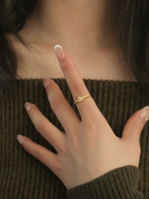 Hot sale S925 sterling silver plated 14K gold love ring women's light luxury high-grade diamond opening food finger ring Ouni Na