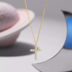 Flash Cross Pendant Necklace Women's S925 Sterling Silver Plated 18K Gold Minimalist Cool Diamond Clavicle Chain Ins Style