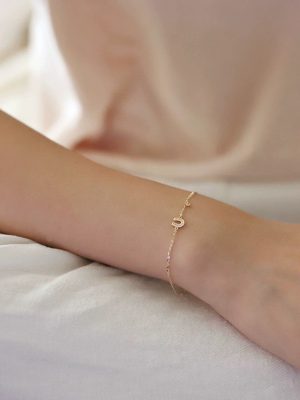 S925 Sterling Silver Plated 14K Gold Lucky Horseshoe Shape Bracelet Zircon Small Diamond U-shaped All-match Fine Bracelet Female Ouni Na