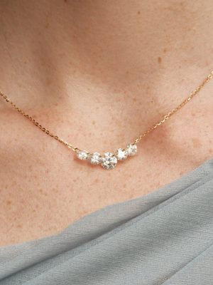S925 Silver Plated 18K Gold Shiny Suspended Zirconium Diamond Necklace Women's Advanced Light Luxury Smiling Rai Diamond Clavicle Chain