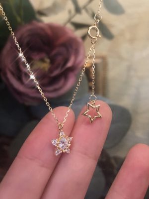 S925 Sterling Silver Plated 14K Venus Star Moon Diamond Necklace Women's Design Light Luxury All-match Clavicle Chain Ouni Na