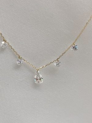 Tears ~ S925 Sterling Silver Plated 18K Gold Drops Zircon Tassel Necklace Women's Clavicle Chain Light Luxury Simple Style HME