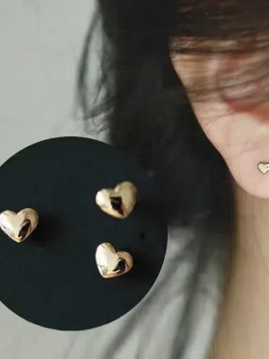 S925 Sterling Silver Plated 14K Gold Mini Love Earrings Women's Small Heart Simple Sparkling Heart All-Match Earrings