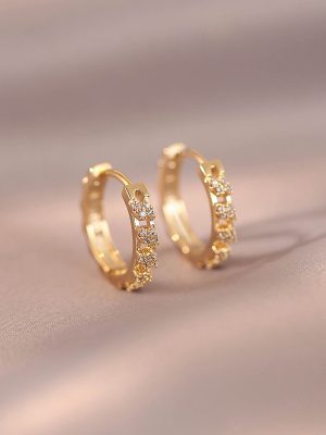 925 Silver Plated 18K Gold Round Unilateral Diamond Ear Ring Earrings Female Zircon Personality Fashion High Elegant Ear Ring