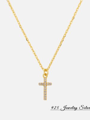 cross chain double cross diamond clavicle chain s925 sterling silver cross micro inlay all-match silver necklace wholesale