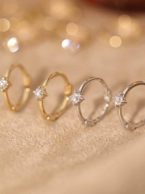 "Small Particles" S925 Sterling Silver Plated 18K Gold Base Versatile Ear Buckle Ear Ring Elegant Commuter Earrings HME