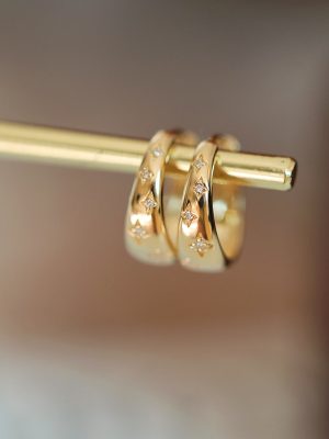 Xingye ~ S925 Silver Plated 18K Gold gypsophila Ear Buckle Simple Joker Sterling Silver Zircon Earrings Earrings HME