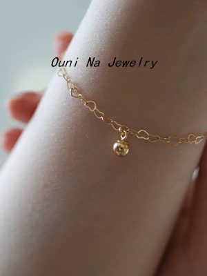 S925 Sterling Silver Heart Hollow-out Bracelet Women's Design Round Bead Pendant High-grade All-match Ouni Na