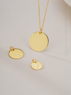 S925 Sterling Silver Gloss Net Face Coin Round Brand Pendant Simple Silver Distinctive Round DIY Jewelry Necklace Single Pendant