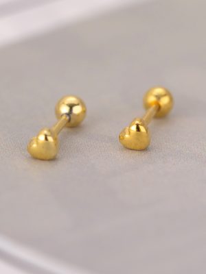 S925 Sterling Silver Exquisite Love Earrings Women's Korean Style Simple Design Elegant Mini All-match Screw Earrings