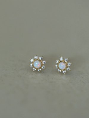 Dream Sunflower ~ S925 Sterling Silver Plated 18K Gold Atmosphere Opal Fine Zircon Earrings Earrings Daily